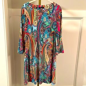 Tommy Hilfiger Jaipur Paisley lightweight dress w/bell sleeves size 10
